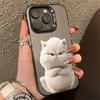Cute White Cat Electroplate Silver IMD Phone Case For Redmi Note 14 13 12 11 10 Pro Plus 5G 12S 11 Redmi 14C 12 4G Cover