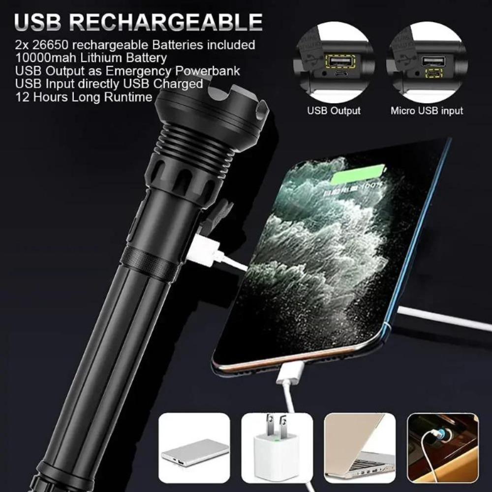 Светодиодный фонарь XHP160 Самый мощный 8-ядерный USB-перезаряжаемый фонарик с зумом Батарея 26650 Защитный ручной фонарь для кемпинга Охоты