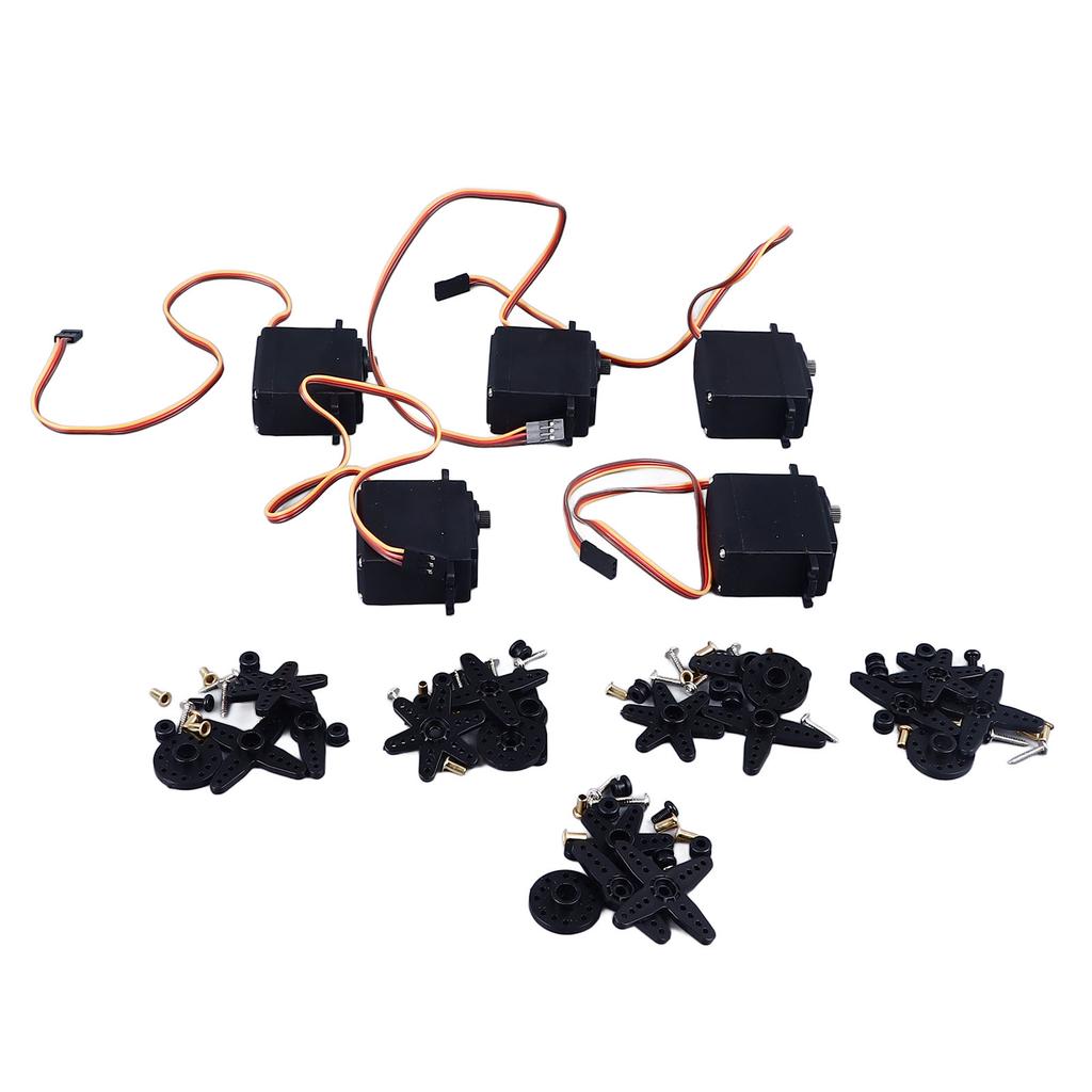 5 Sets 55G Servo Motor and Arms 180 Degree Angle Plastic Gear Analog Servo Motor for Biped Robot RC Car Boat 3‑7.2V