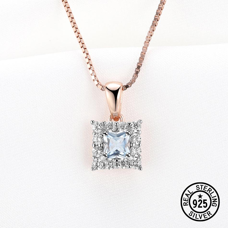 Новое простое квадратное колье из стерлингового серебра 925 пробы с нано-голубым розовым золотом и разделением цветов