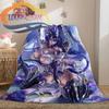 Adventure Game Genshin Impact Cartoon Flannel Blanket Cozy Bed  Lightweight Soft Throw  Sofa Quilt for All Seasons