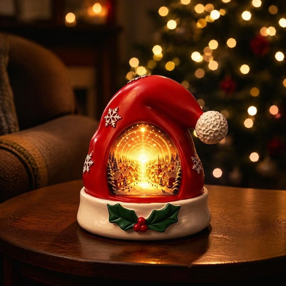 Resin Christmas Figurine Warm Glow Holiday Atmosphere Light Christmas Elf Hat Ornament Holiday