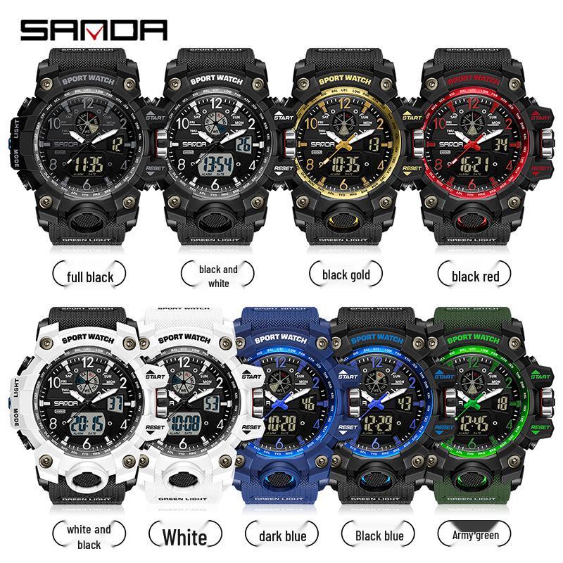 Sanda Teen Multi-functional Waterproof Sports Watch with Alarm & Luminous Display