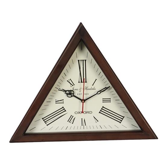 30 Cm Triangle Wall Clock, Brown Wood Frame Wall Decorative, Room, Living, Studies, Offices, Home Decor Best Item for Gift