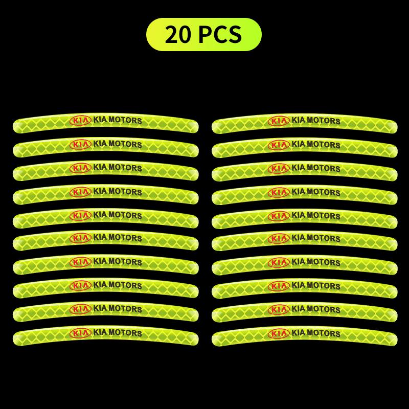 Car Wheel Hub Reflective Stickers Tire Rim Luminous Car Styling For Kia Sauer CUB CEED Cerato Forte K8 K900 Optima Picanto RIO VG Ray EV Venga