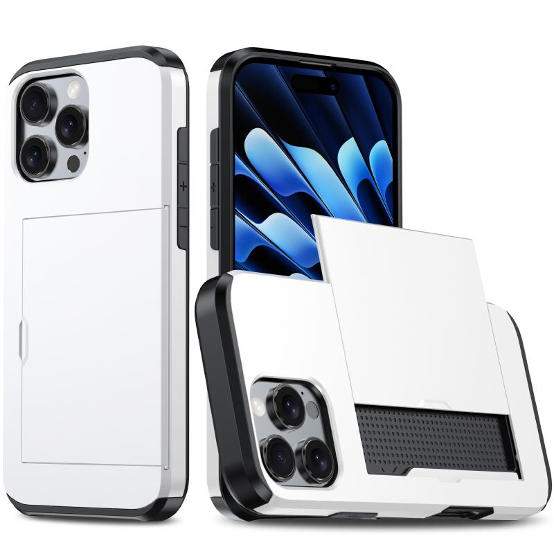 Кошелек Push Pull Слот для карт Роскошный однотонный чехол для телефона для iPhone 16 Pro Max E 14 11 12 13 15 Pro Max Mini Бампер Задняя крышка