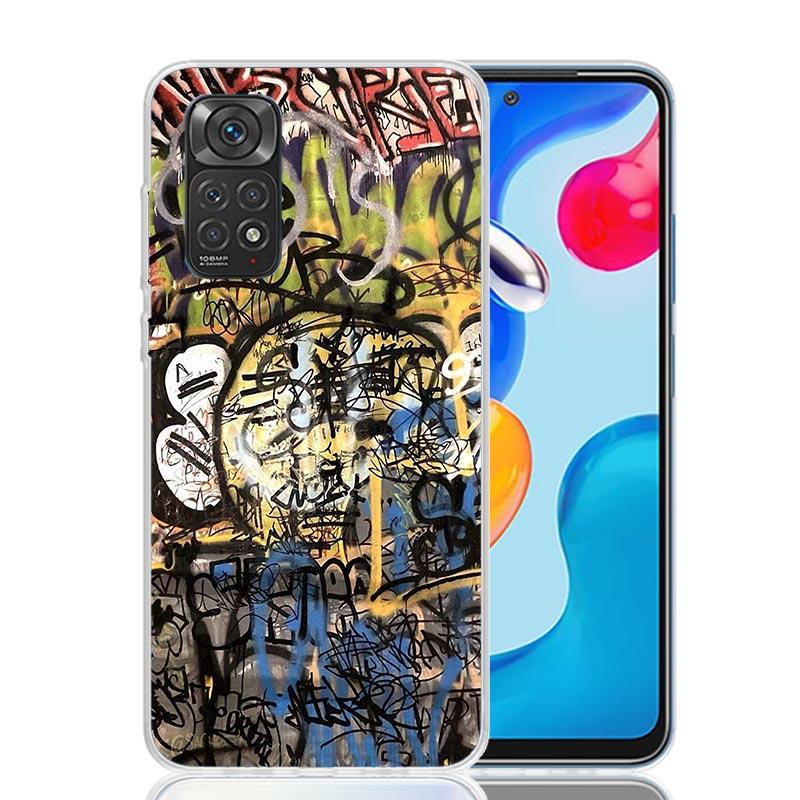 Graffiti Fashion Cool Phone Case For Xiaomi Redmi Note 15 14 13 12S 12 Pro Plus 11S 11E 11 11T 10S 10 Art Soft Pattern Cover Red