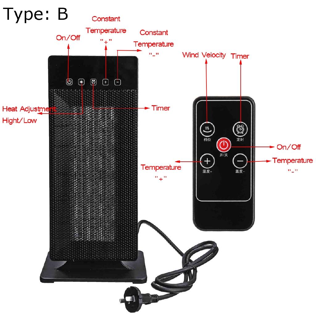 2000W Remote Control Portable Adjustable Thermostat Heater Fan Electric Heater Space Warmer for Home Office Standing
