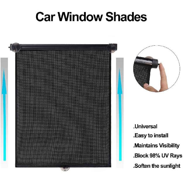 Car Sun Shade Side Window, Retractable Car Roller Shades For Side Window Blocks Harmful Sun Glare And Heat
