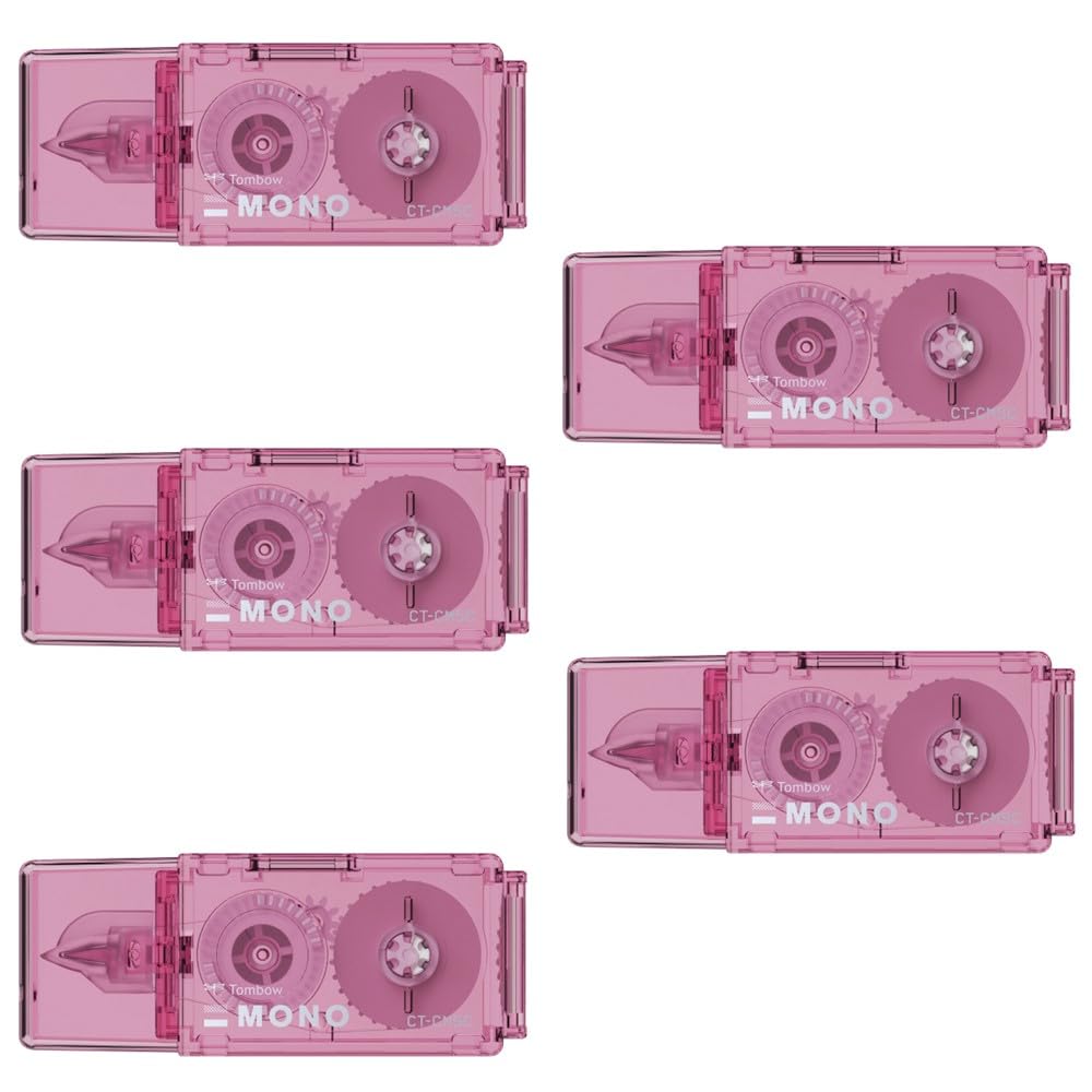 Tombow Pencil MONO Корректирующая лента Pocket 5 мм, Высокая, Тип, ширина, Одноразовая, 4 м, Розовый, 5 шт. (CT-CM5C81L-5P)