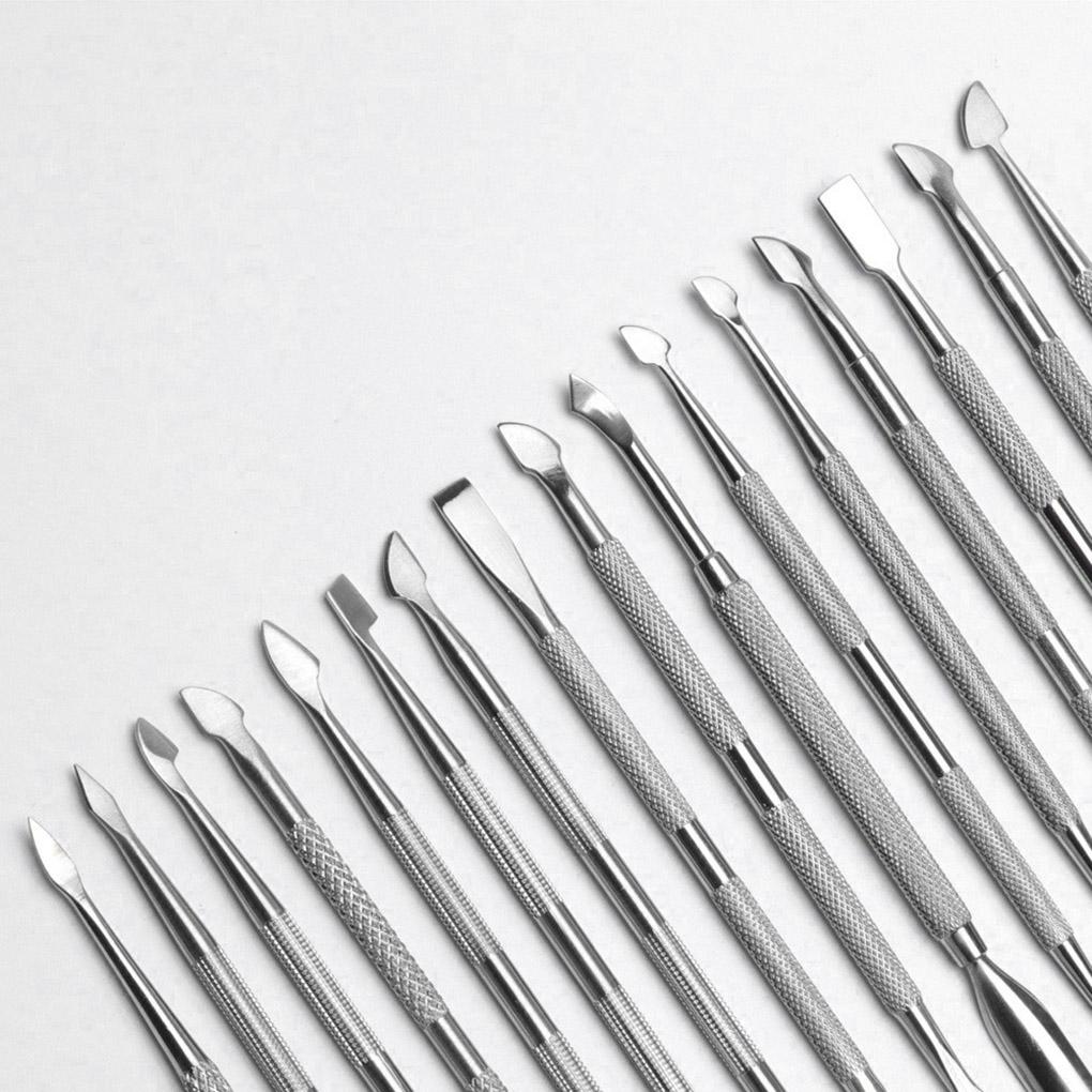 Dual-head Nail Cuticle Pusher Spoon Stainless UV Gel Polish Removal Trimmer Dead Skin Grinding Rod Manicure Tool Dropship