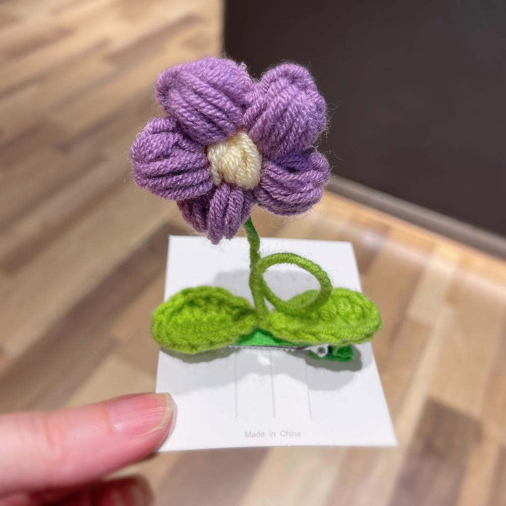 Шерстяные заколки для волос ручной работы для детей, креативные цветочные интересные заколки из кожи аллигатора, аксессуары для волос для девочек