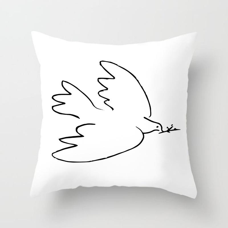 New Nordic Ins Pillow Cover Abstract Geometric Blue Ultra Short Velvet Cushion Cover