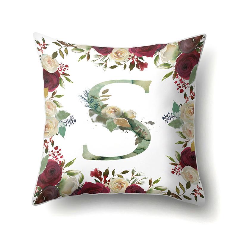 Полиэстеровая наволочка Американский Ретро Цветок Растение 26 Английских Букв Наволочка для Подушки Автомобильная Наволочка