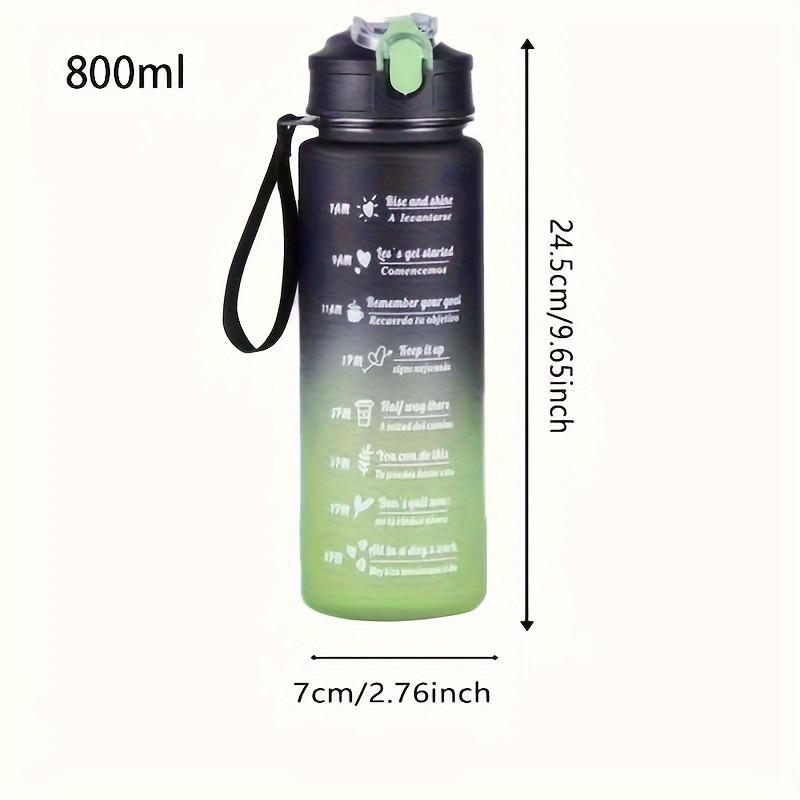 1Pc 800ml Capacity Motivational Water Bottle with Time Marker, Leakproof, with Durable Carrying Strap, for Fitness, Gym, Outdoor Sports