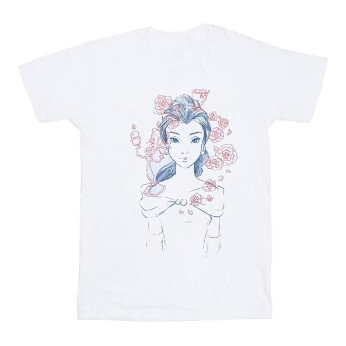 Disney Womens/Ladies Belle Lumiere Sketch Cotton Boyfriend T-Shirt