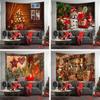 Christmas Tree Printing Tapestry Wall Hanging Backdrop Fabric Decoration Red Santa Claus Tapestry Home Decor Tapestry