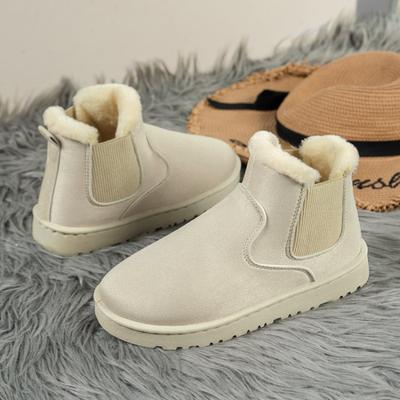 Модные женские зимние ботинки, теплые плюшевые слипоны, однотонные, больших размеров, модные женские ботильоны, зимние, удобные женские хлопковые туфли, НОВЫЕ