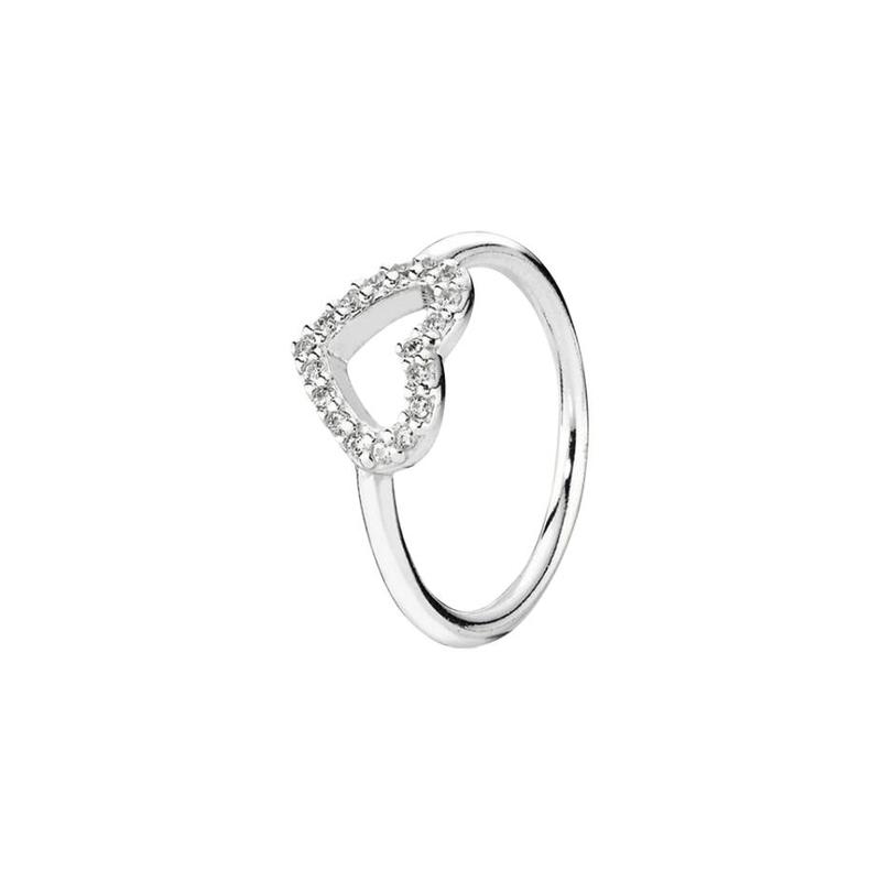 Pandora Heart shape sterling silver ring women's silver 190861CZ