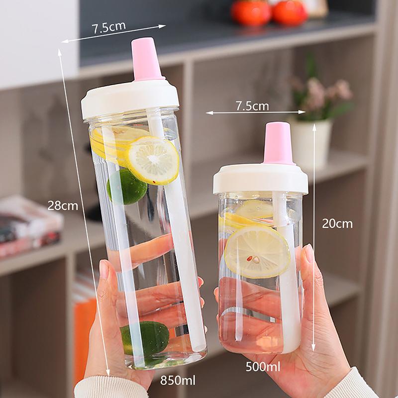 500/850 мл бутылки для воды сок молоко пластиковый стакан с крышкой соломинка пузырьковый чай кофейные чашки большой емкости питьевая посуда прозрачный