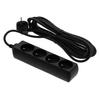 Electric extension cord, 4 sockets, 5 , with grounding, black