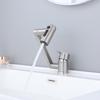 Nickel 304 Stainless Steel Bathroom Basin Faucet Deck Mounted Hot And Cold Mixer Water Bathroom Tap Washbasin Crane For Bathroom