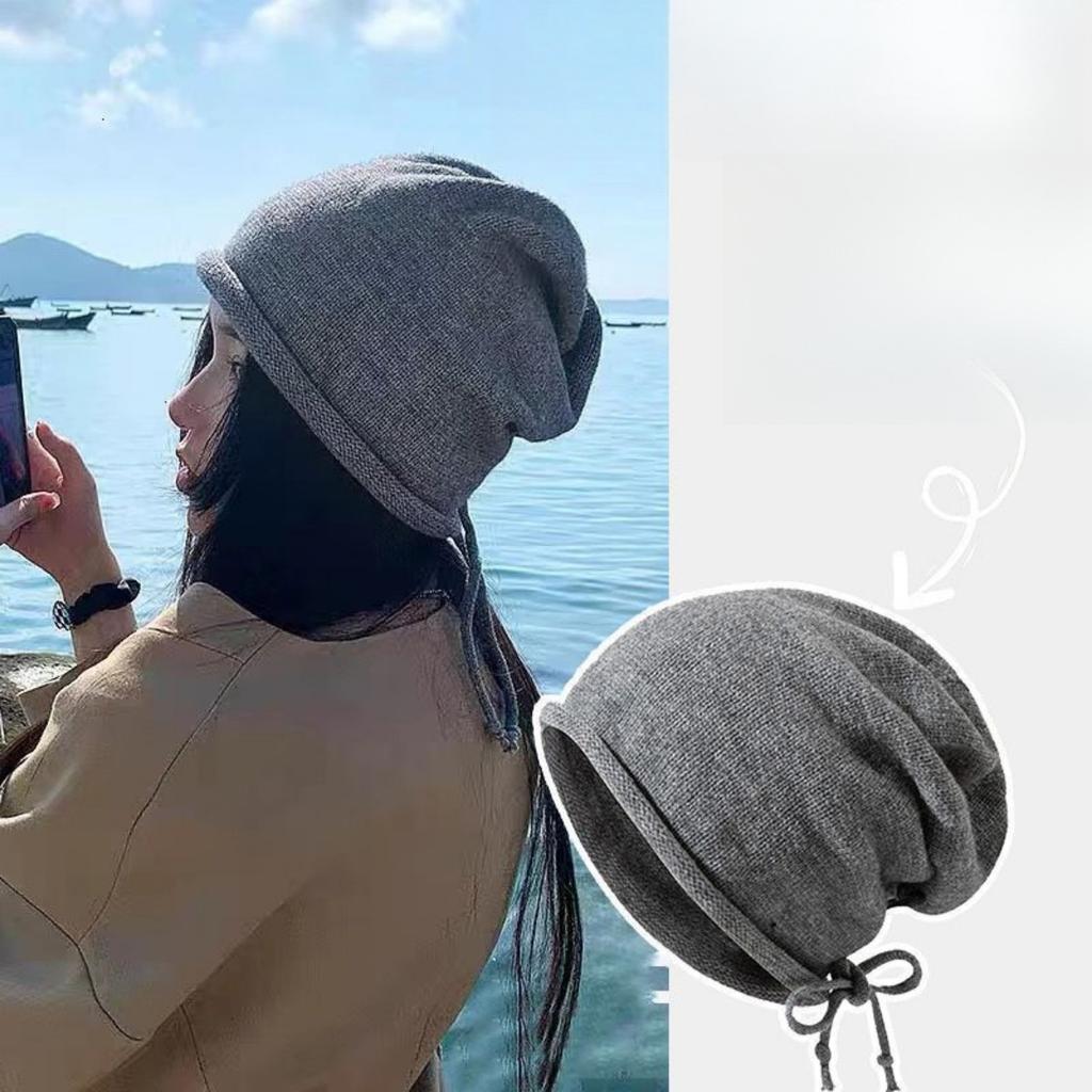 Big Head Circumference, Ear Protection, Drawstring, Knitted Hat, Woolen Hat, Couple's Head Cap, Warm Hat, Rolled Edge Hat