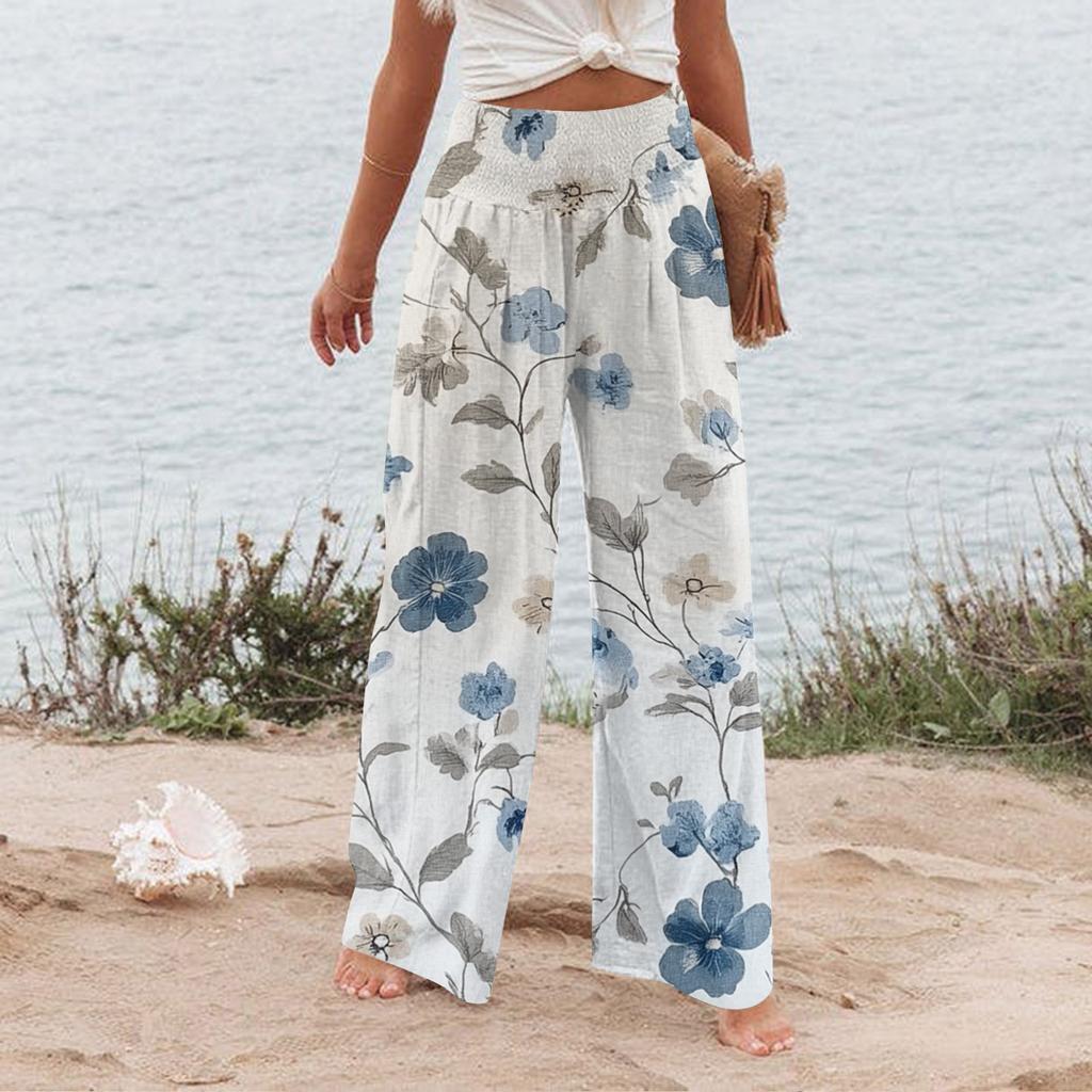 Women's Casual Pants Loose Soft Solid Color Wide Leg Long Pants High Waist Straight Leg Pants