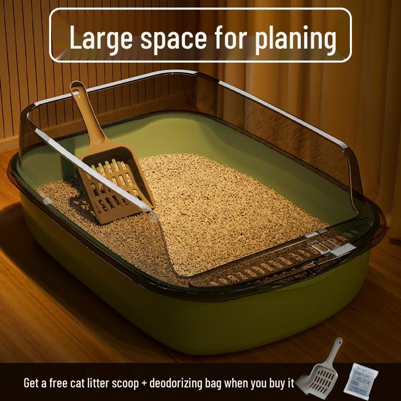Очень большой кошачий лоток с высокими бортиками - Защита от брызг, Утолщенная конструкция
