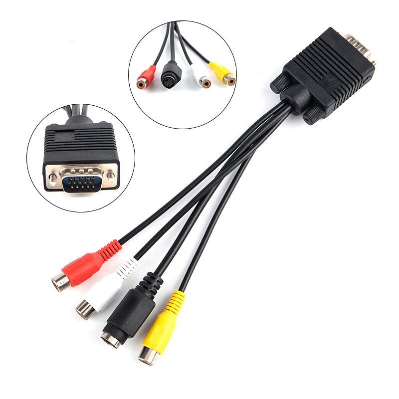3Rca Converter Cable Vga To Video Tv Out S-Video Av Adapter Vga To Vga Cable