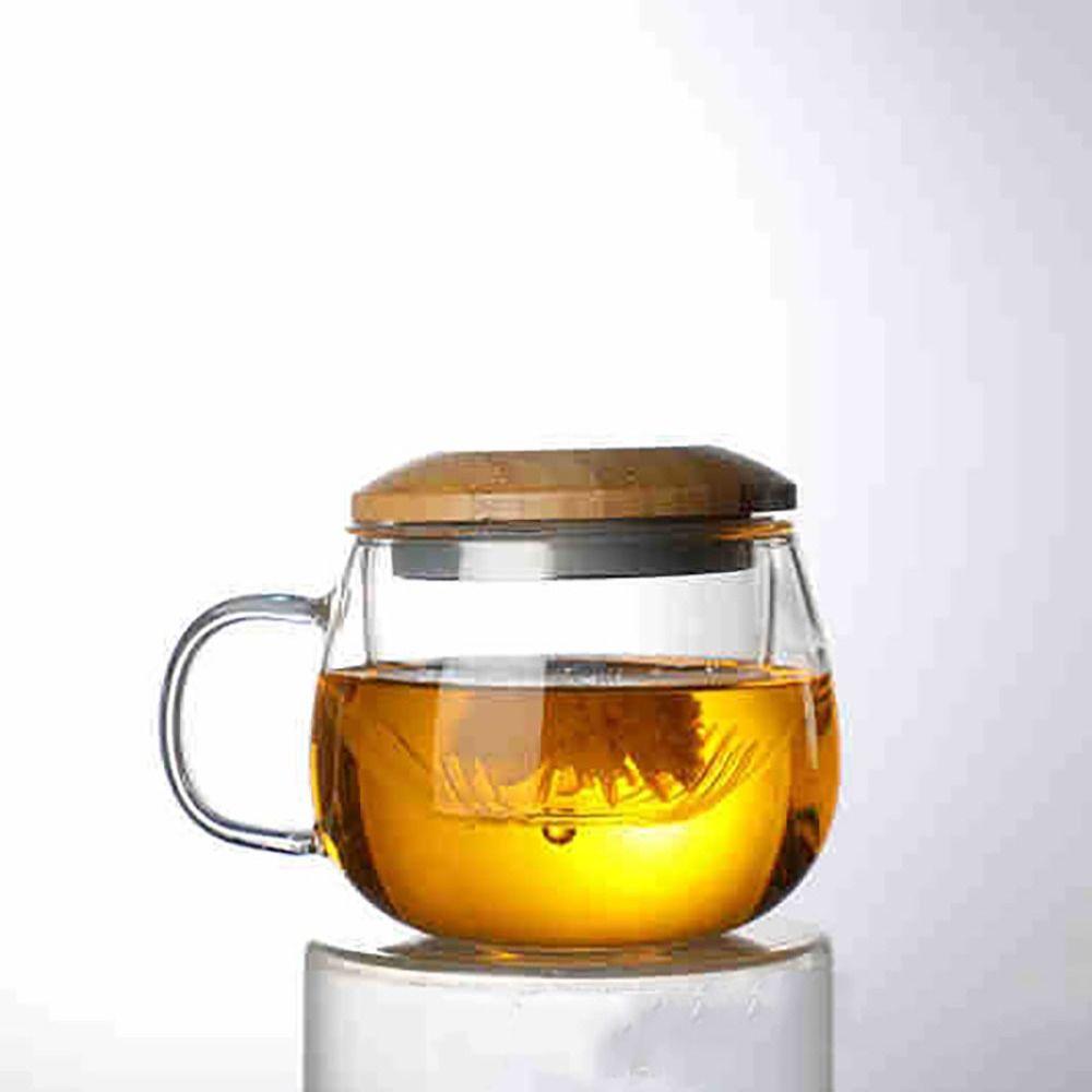 Круглая/грибная форма заварочного чайника из боросиликатного стекла с разделителем для стеклянной чашки для чая