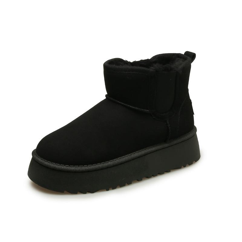 Женские зимние ботинки на толстой подошве, новые зимние с флисовой подкладкой, утепленные, большие размеры, хлопковые ботинки, короткие хлопковые ботинки