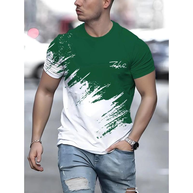 Летний топ с круглым вырезом и 3D-градиентным принтом, модные повседневные футболки с короткими рукавами для мужчин