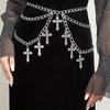 1PC Hollow cross pendant wave side swing chain waist chain Sexy multi-layer body chain Yabi accessories Multi-layer cross belt chain accessories
