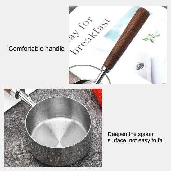Мерные чашки из нержавеющей стали с деревянной ручкой, мерная ложка для кофейных зерен, градуированная мерная ложка для приготовления пищи, выпечки, еды для собак и кошек