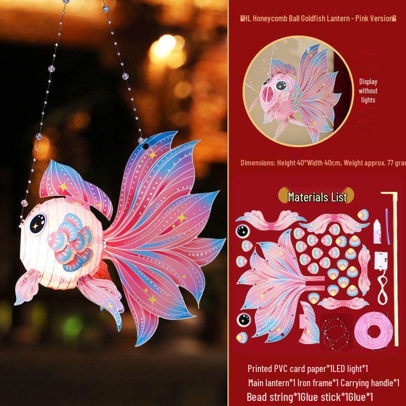 Набор для изготовления светящегося фонарика в китайском стиле: Ручные медовые фонарики-золотые рыбки и цветы на Праздник середины осени для детей