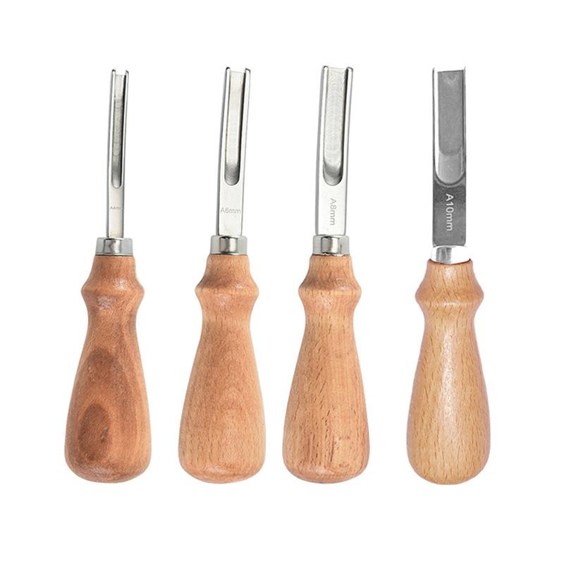 Практичный нож для обработки кромок кожи, нож для резки и скашивания кромок, ручной инструмент для резки с деревянной ручкой A4 мм A6 мм A8 мм A10 мм