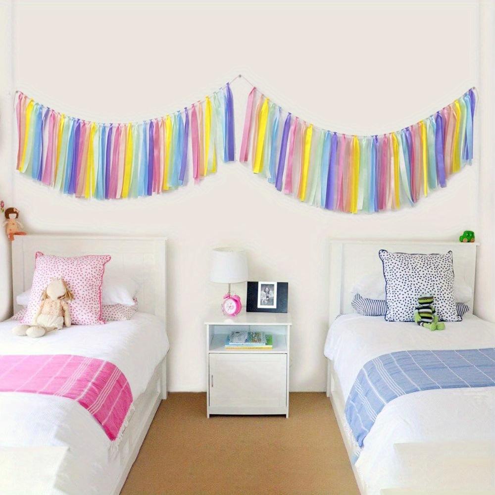 2 шт. Пастельная радужная ленточная кисточка гирлянда Красочный тканевый баннер Подвесное украшение для вечеринки Задник для баннера на день рождения Декор Задника Баннеры для вечеринки