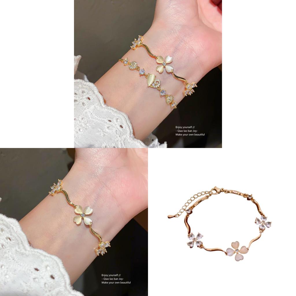 Zircon Floral Charm Bracelet For Women With Luxurious Finish And Daily Wear