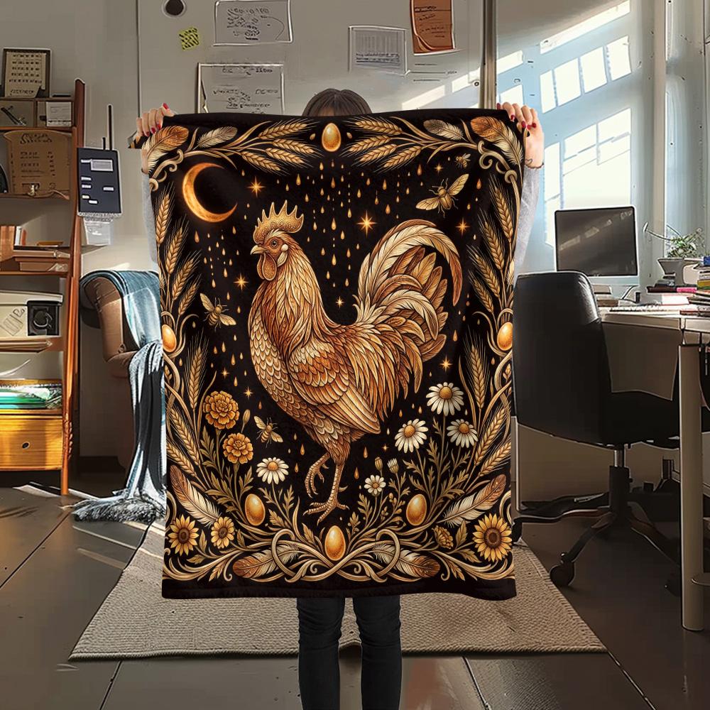 1Pc Butterfly Chicken Vintage Art Print Flannel Blanket High Quality Warm Comfortable Cover for All Seasons Perfect for Gifts Home Decor