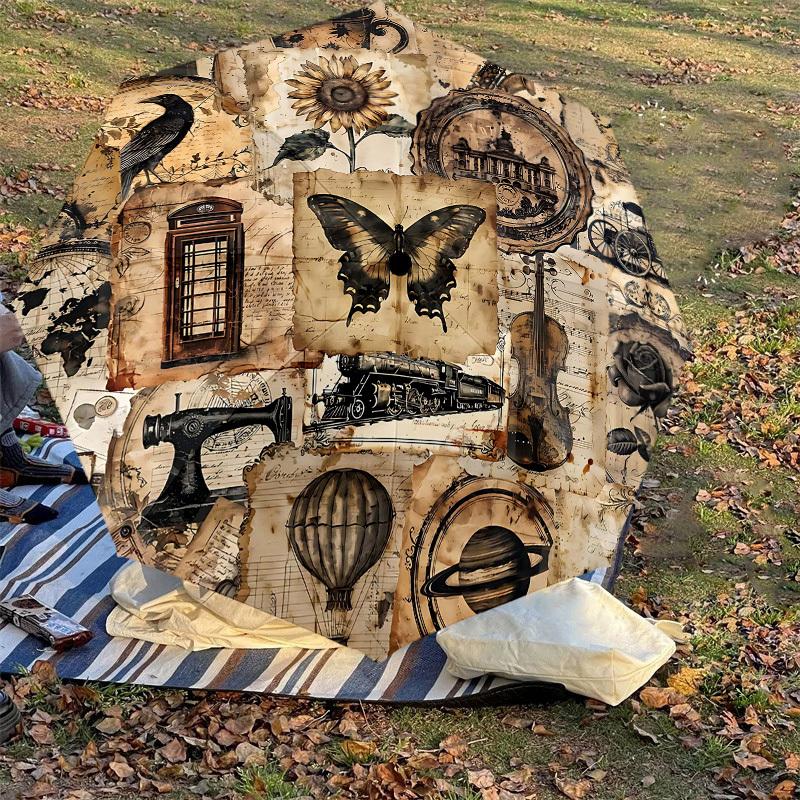 1PC Vintage Patterns Umbrella-8-Rib Reinforced Portable Folding Travel Suitable for All Seasons Outdoor Daily Use Is an Ideal Choice -K0339