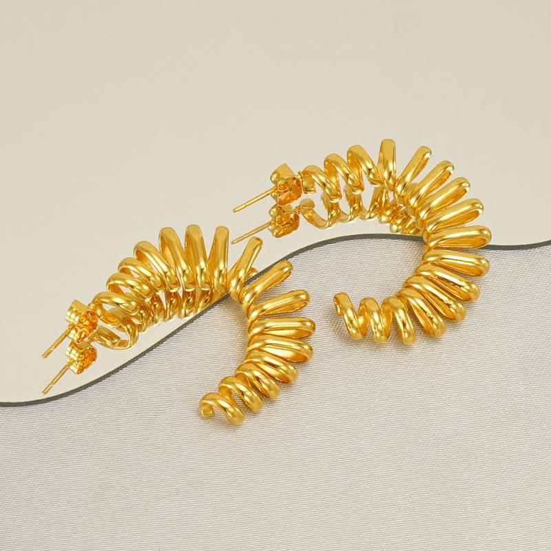 Новые серьги-пружинки из нержавеющей стали, женские полые серьги-кольца из титановой стали