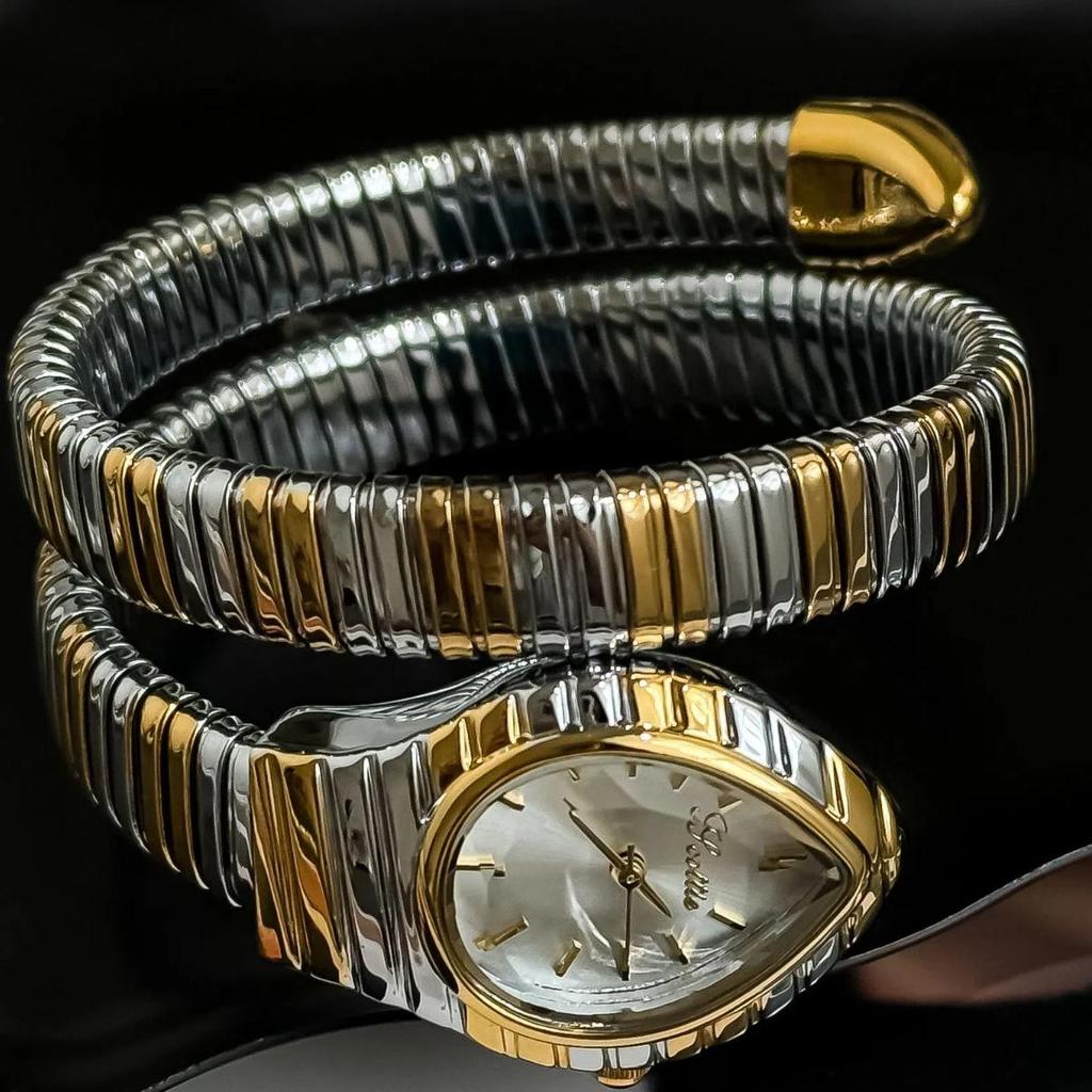 Luxury Fashion Women's Serpentine Bracelet Watch Unique Design Serpentine Elegant Dress Bracelet Women's Quartz Watch