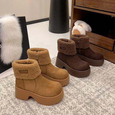 Матовые ботинки Мартина на толстой подошве с густым ворсом, женские новые зимние ботинки на платформе, теплые хлопковые ботинки