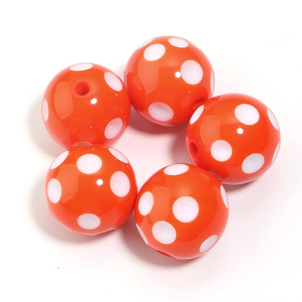 5pcs/lot 20mm White Polka Dot Resin Beads Colorful Round Loose Spacer Beads For Jewelry Making DIY Crafts Pen Beads Accessories