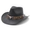 European and American fashion western denim straw hat, men's and women's leisure vacation hard top anti-sun denim hat