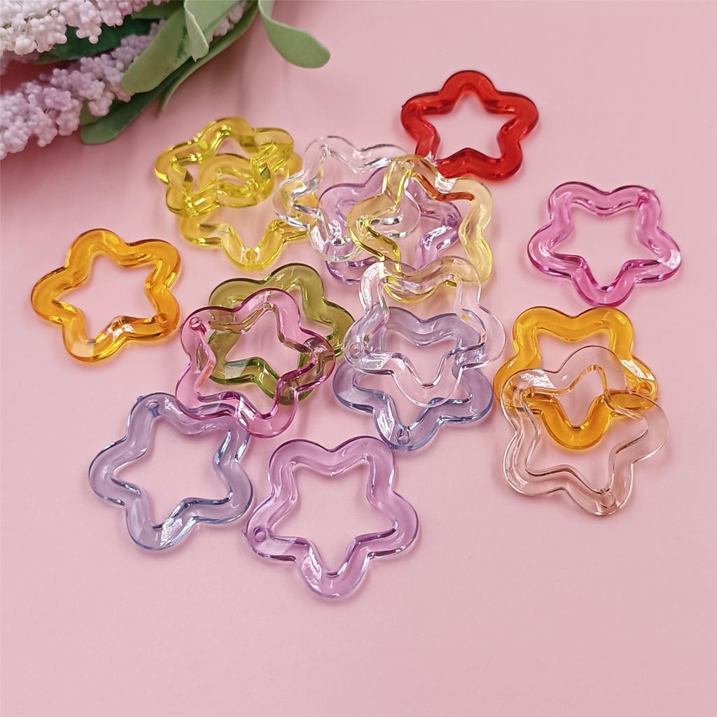 Material Creative Handmade Acrylic for Bracelet Earring Making 30mm Star Loose Beads 10Pcs Pentagonal Pendant Transparent Charms Fashion  Accessories