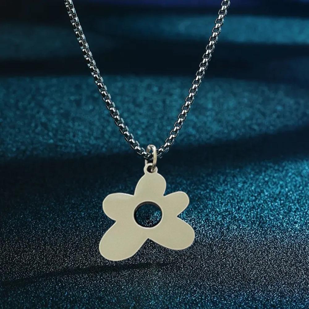 Flower Shaped Hip Hop Necklace Stainless Steel Choker Chain Necklace  Rapper Fan Gift