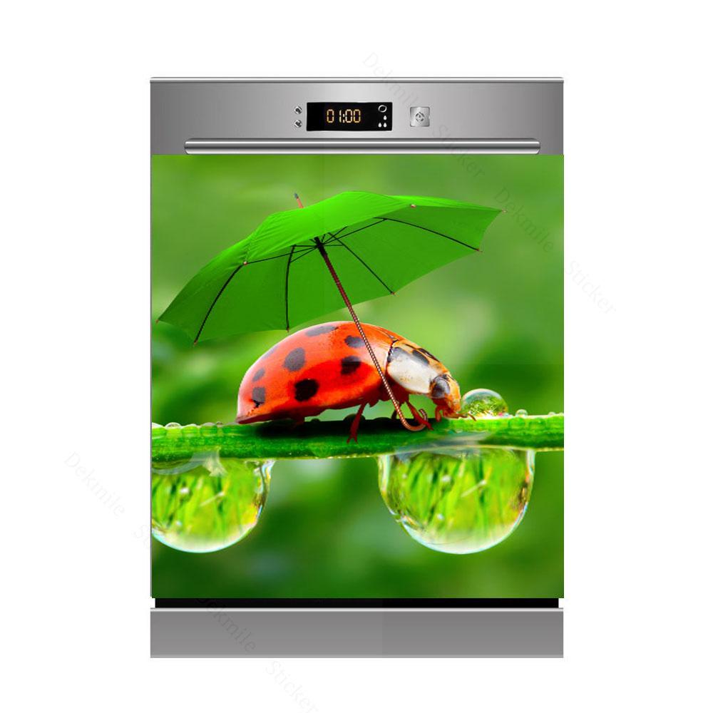 3D бамбуковая текущая вода, свеча, камень, посудомоечная машина, холодильник, морозильная наклейка, детская художественная крышка двери холодильника, обои, кухонный декор