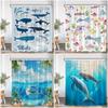 Ocean Animal Shower Curtain Sea Turtle Whale Shark Underwater World Bathroom Decorations Children's Shower Curtain with Hook
